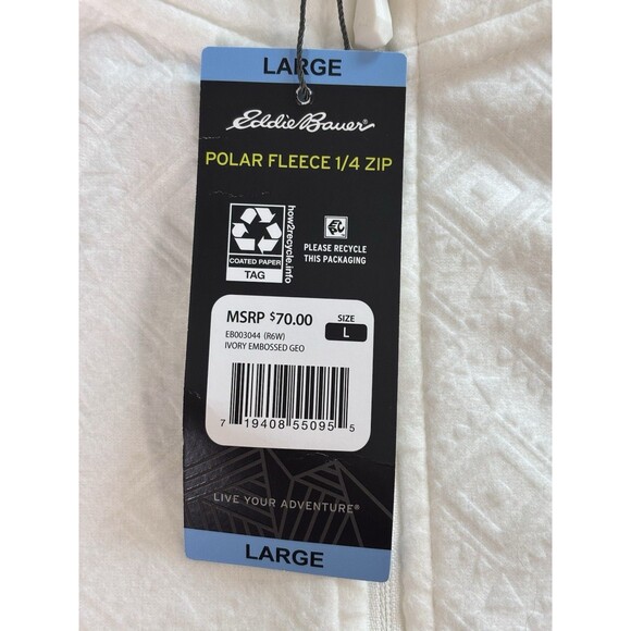 Eddie Bauer Women's Long Sleeve Polar Fleece Quarter Zip Pullover L Large Ivory - Picture 15 of 16